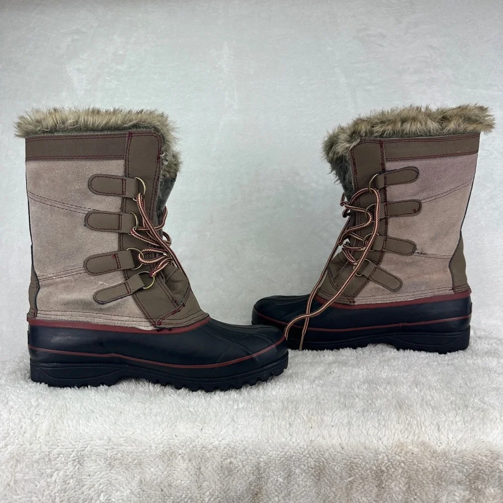 Khombu North Star  Snow Boots 9M Faux Fur Trim Lace Up Winter Weather Outdoors